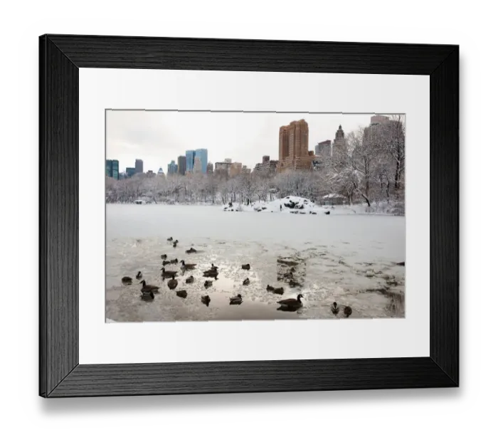 Framed Print : Central Park lake in winter, Manhattan, New York City, USA Framed Print : Central Park lake in winter, Manhattan, New York City, USA