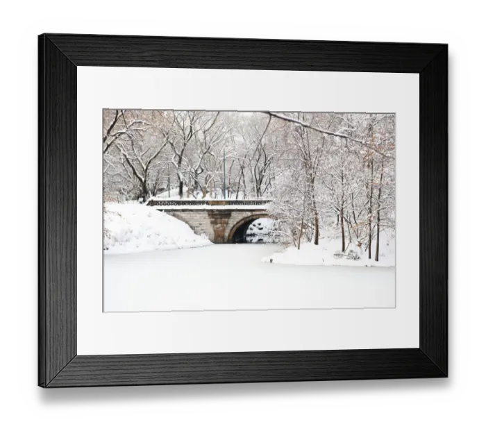 Framed Print : Bridge over lake in Central Park in winter, Manhattan, New York City, USA Framed Print : Bridge over lake in Central Park in winter, Manhattan, New York City, USA