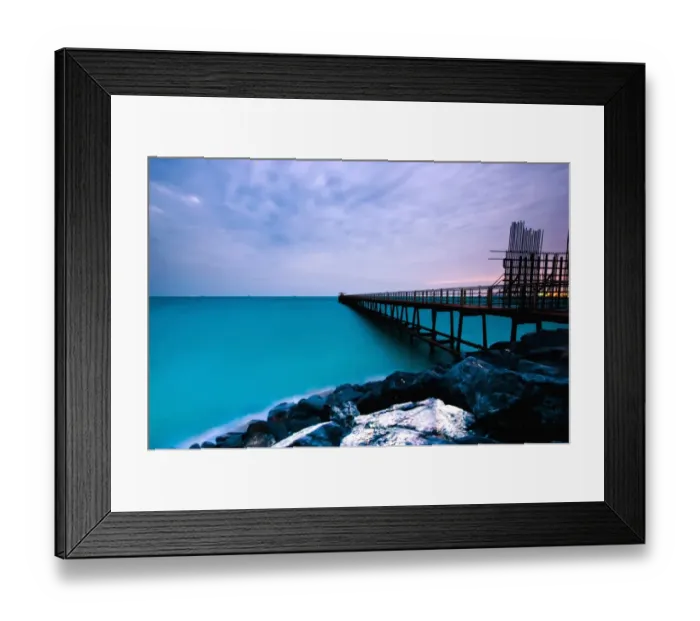 Framed Print : Long exposure of wooden pier over water Framed Print : Long exposure of wooden pier over water