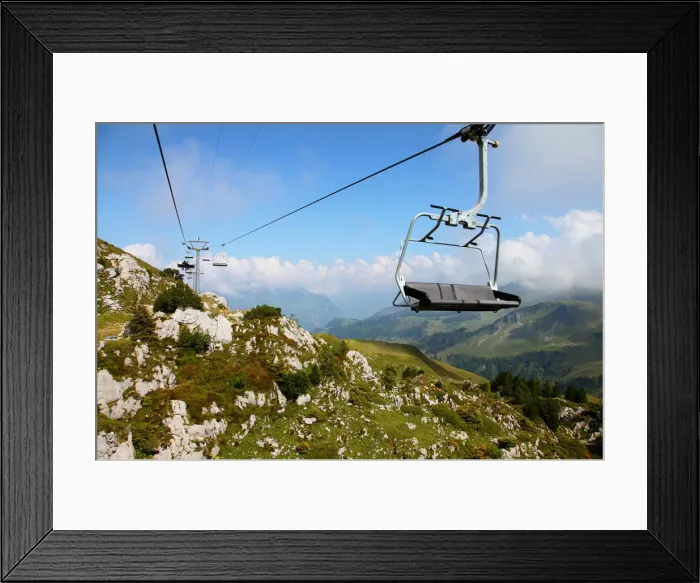Framed Print : Chair lift over rocky mountainside Framed Print : Chair lift over rocky mountainside