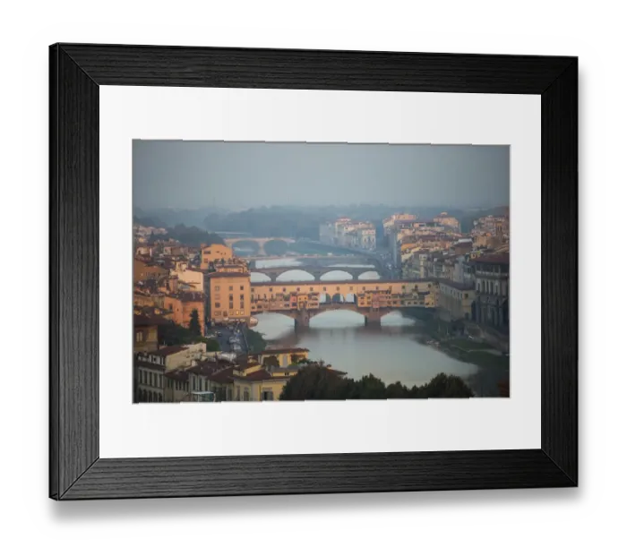 Framed Print : Aerial view of Florence bridges Framed Print : Aerial view of Florence bridges