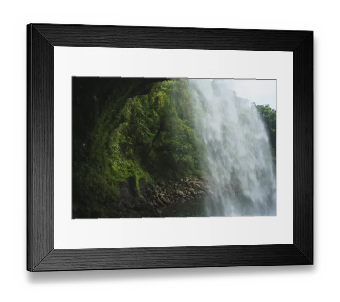 Framed Print : Waterfall viewed from behind Framed Print : Waterfall viewed from behind
