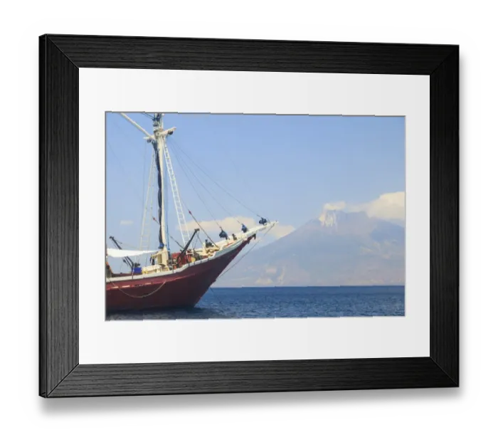 Framed Print : Boat sailing on ocean strait Framed Print : Boat sailing on ocean strait