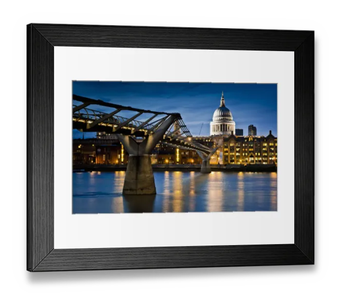 Framed Print : Millennium Bridge lit up at night