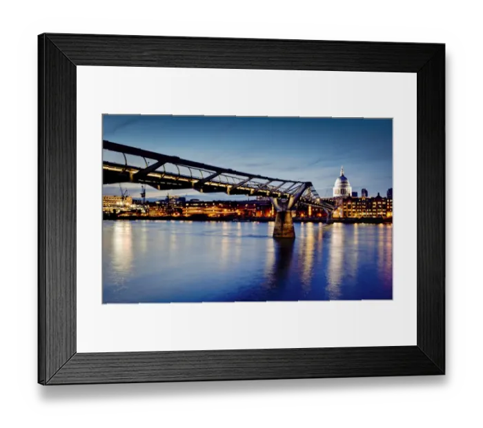 Framed Print : Millennium Bridge lit up at night