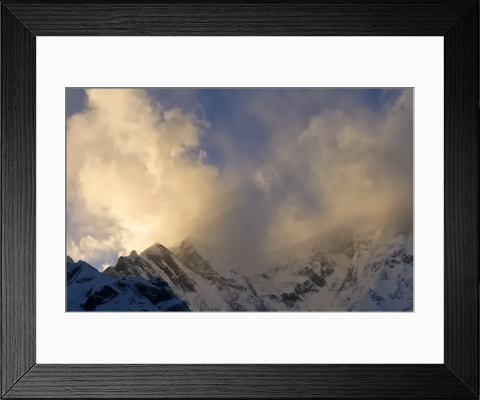 Framed Print : Snowy mountaintops and clouds Framed Print : Snowy mountaintops and clouds