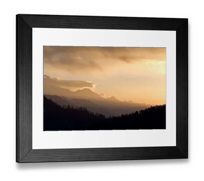 Framed Print : Sunset over rural mountain valley Framed Print : Sunset over rural mountain valley