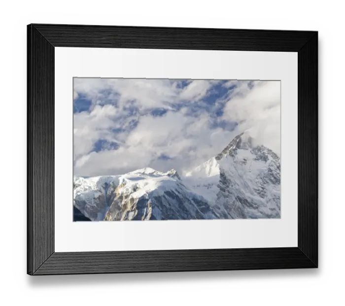 Framed Print : Snowy mountaintops and clouds Framed Print : Snowy mountaintops and clouds