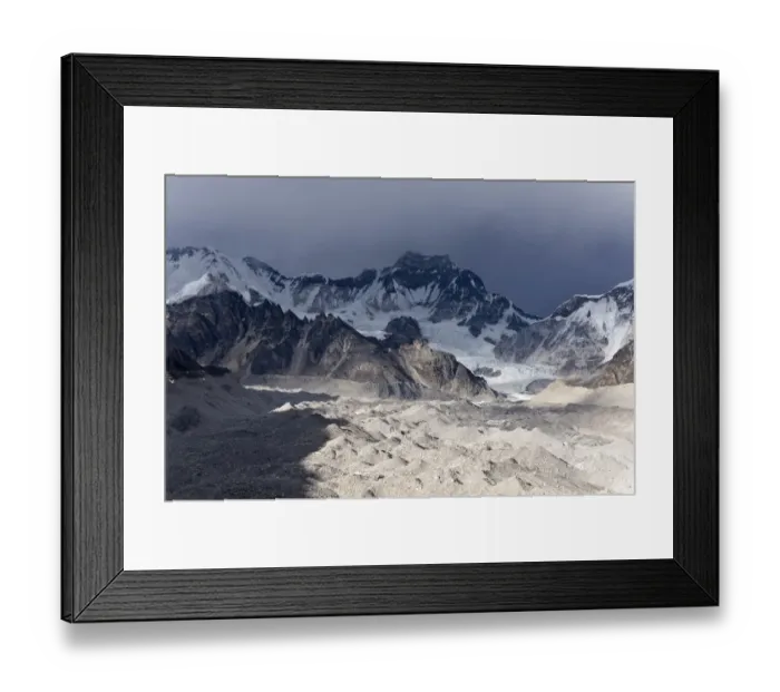 Framed Print : Snowy mountains overlooking dusty valley Framed Print : Snowy mountains overlooking dusty valley