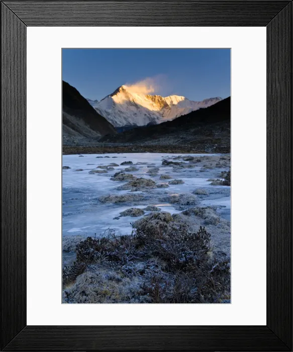 Framed Print : Mountains overlooking frozen valley Framed Print : Mountains overlooking frozen valley