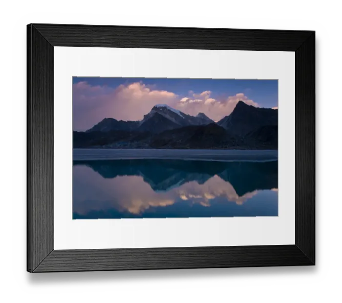 Framed Print : Mountains reflected in still rural lake Framed Print : Mountains reflected in still rural lake