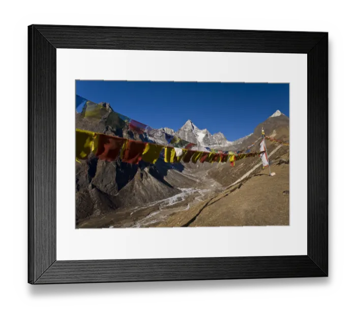 Framed Print : Prayer flags on dusty mountainside Framed Print : Prayer flags on dusty mountainside
