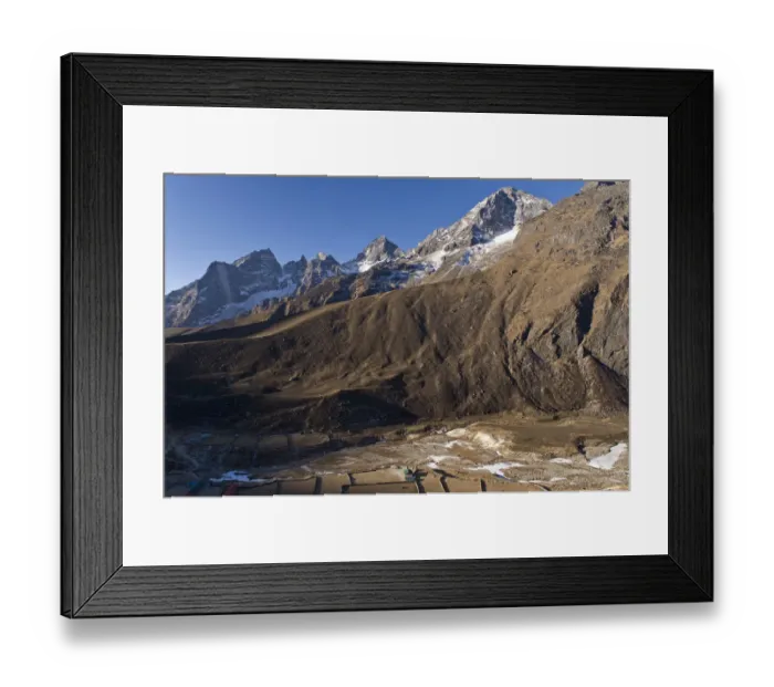 Framed Print : Snowy mountains overlooking valley Framed Print : Snowy mountains overlooking valley
