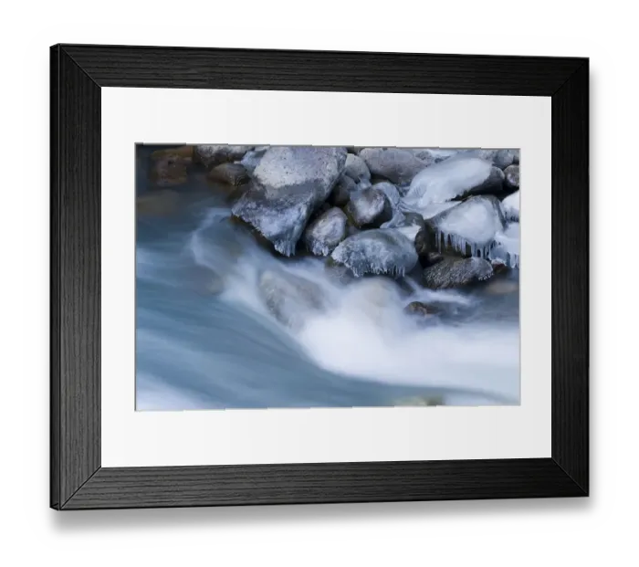 Framed Print : Blurred view of rocky frozen river Framed Print : Blurred view of rocky frozen river