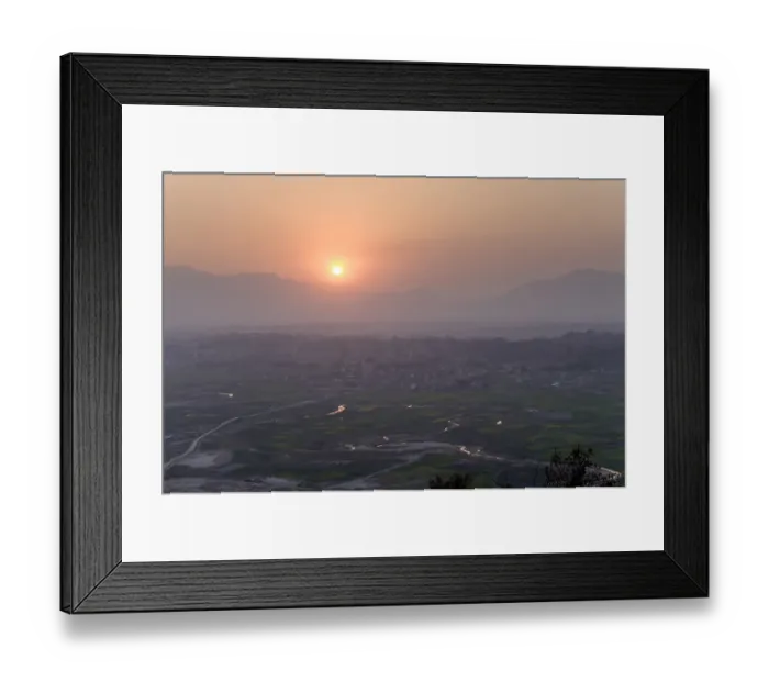 Framed Print : Aerial view of sunset over Kathmandu Framed Print : Aerial view of sunset over Kathmandu