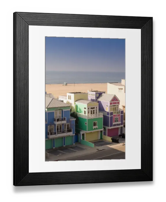 Framed Print : Colorful buildings in seaside town Framed Print : Colorful buildings in seaside town