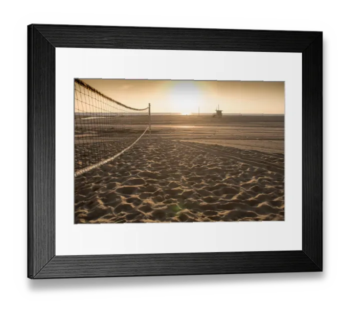 Framed Print : Volleyball net on beach at sunset Framed Print : Volleyball net on beach at sunset