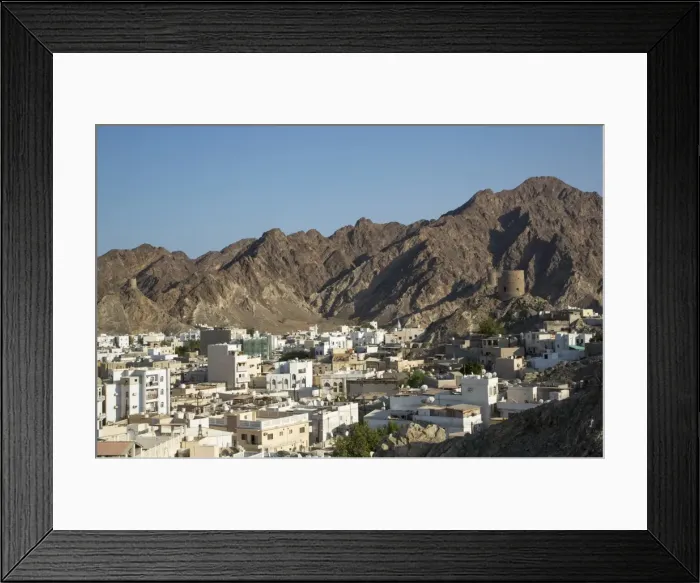 Framed Print : Aerial view of Muscat and mountains Framed Print : Aerial view of Muscat and mountains
