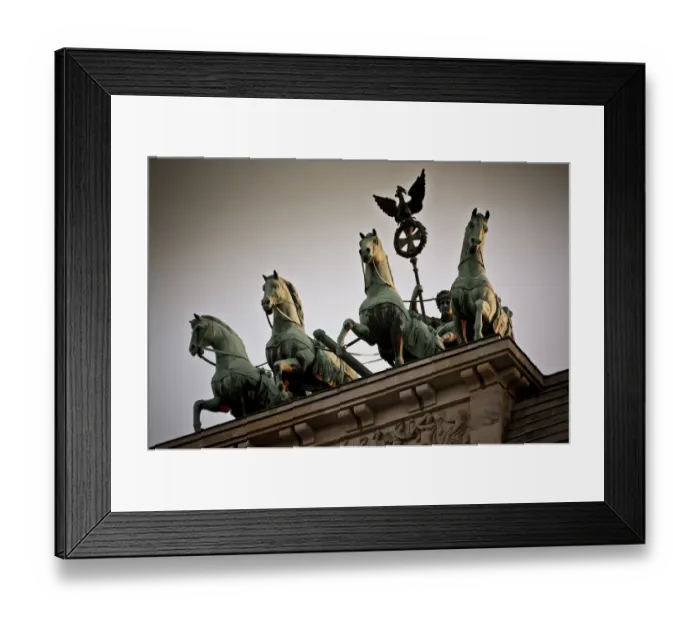 Framed Print : Horse sculptures on roof of building Framed Print : Horse sculptures on roof of building