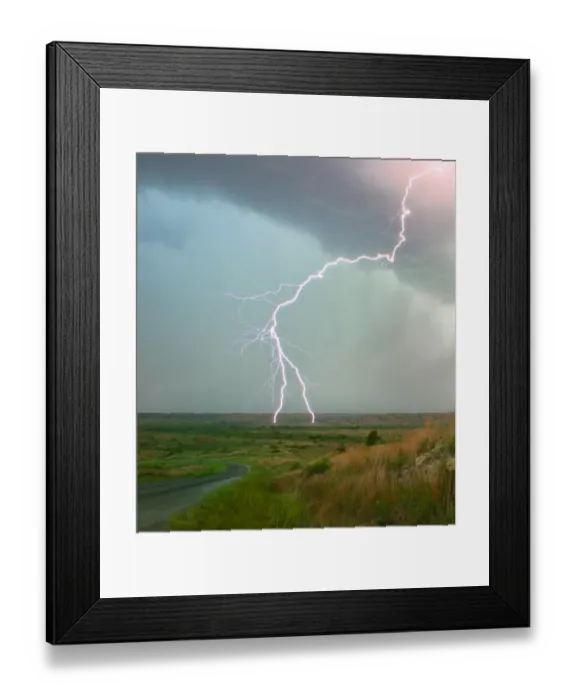 Framed Print : Lightning strike in rural landscape Framed Print : Lightning strike in rural landscape