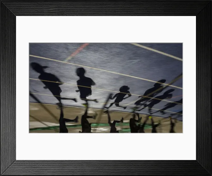Framed Print : Shadows of a group of joggers Framed Print : Shadows of a group of joggers