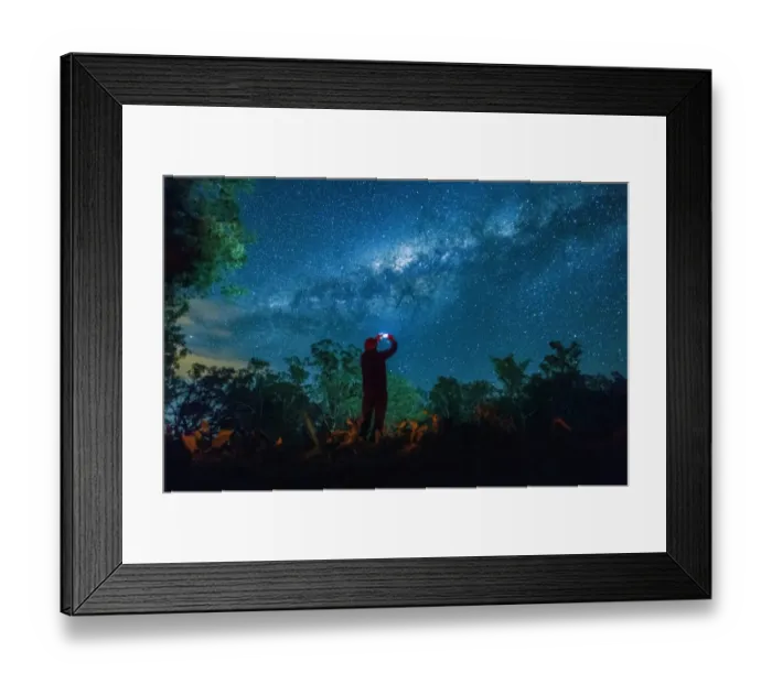 Framed Print : Man taking photo of night sky with smart phone Framed Print : Man taking photo of night sky with smart phone