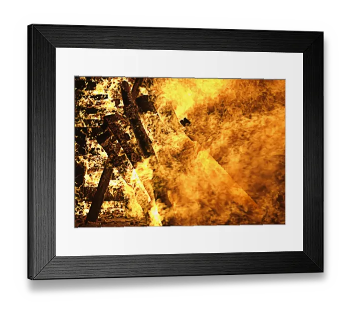 Framed Print : Fire. Close up of flames from a big beach fire Framed Print : Fire. Close up of flames from a big beach fire