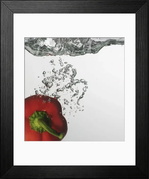 Framed Print : Red capsicum falling into water Framed Print : Red capsicum falling into water