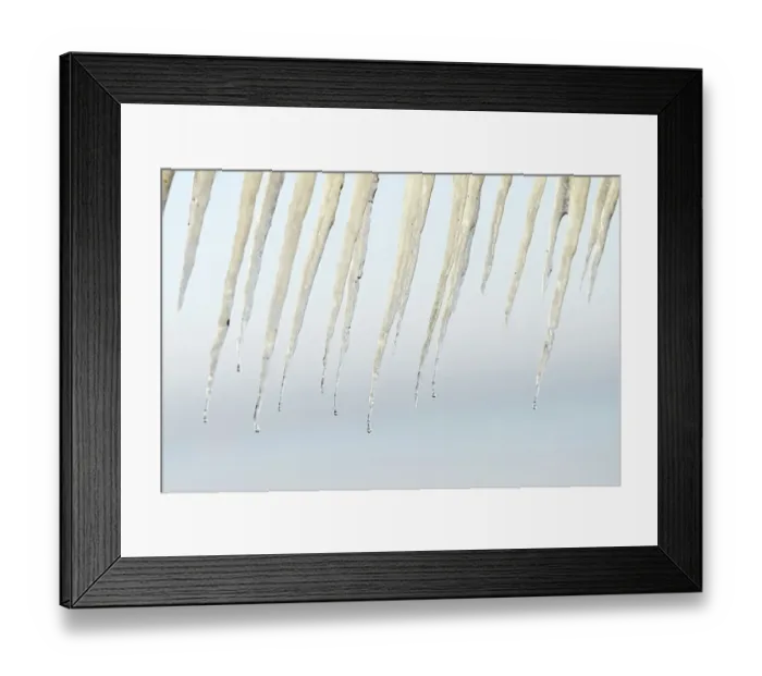 Framed Print : Icicles hang from a jetty Framed Print : Icicles hang from a jetty