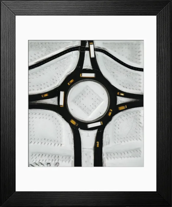 Framed Print : Snow Covered Traffic Circle Framed Print : Snow Covered Traffic Circle