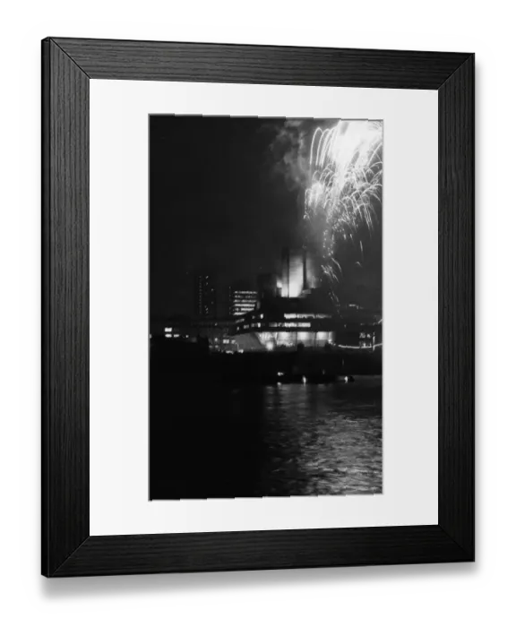 Framed Print : Fireworks. 1st October 1976: Fireworks over the National Theatre and the Thames, London Framed Print : Fireworks. 1st October 1976: Fireworks over the National Theatre and the Thames, London