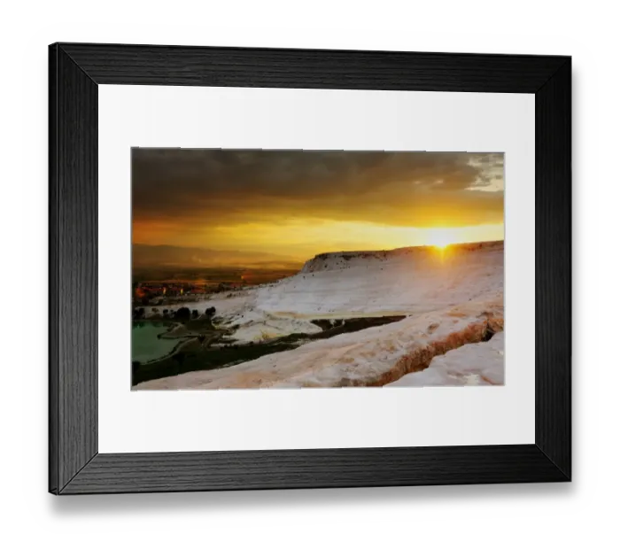 Framed Print : Pamukkale scenery at sunset, natural site in Denizli Province in southwestern Turkey Framed Print : Pamukkale scenery at sunset, natural site in Denizli Province in southwestern Turkey