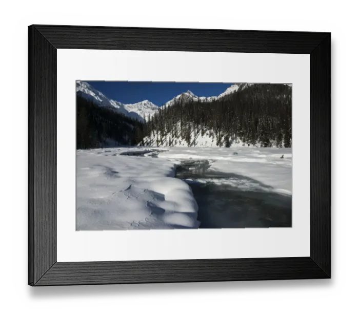 Framed Print : Water flowing under melting snow and the Canadian Rocky Mountains, Yoho National Park Framed Print : Water flowing under melting snow and the Canadian Rocky Mountains, Yoho National Park