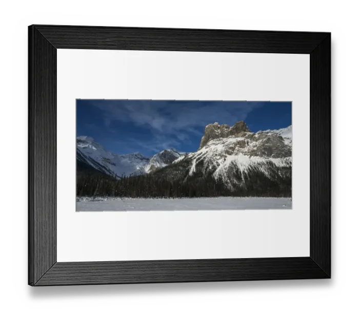 Framed Print : Snow on the rugged Canadian Rocky Mountains and a snow covered field, Yoho National Park
