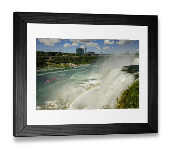 Framed Print : The American Falls with the Rainbow bridge, Niagara Falls, US Framed Print : The American Falls with the Rainbow bridge, Niagara Falls, US