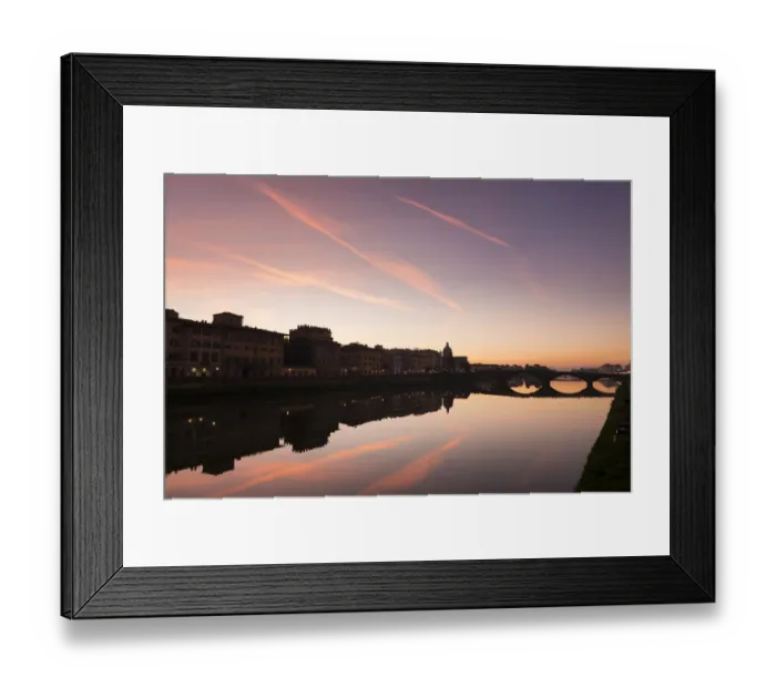 Framed Print : Sunset view of River Arno with buildings along the riverbank Framed Print : Sunset view of River Arno with buildings along the riverbank