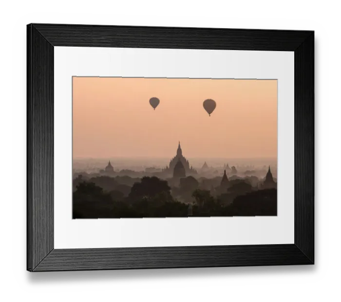 Framed Print : Myanmar (Burma) - Balloons flying over Bagan