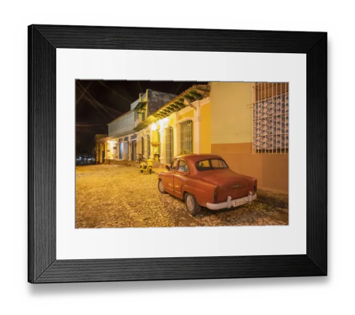 Framed Print : Vintage car in a colonial town Framed Print : Vintage car in a colonial town