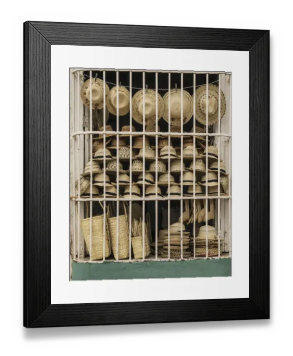 Framed Print : Straw hats for sale in Trinidad de Cuba