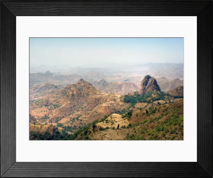 Framed Print : Semi desert Semien Mountains hazy landscape Framed Print : Semi desert Semien Mountains hazy landscape