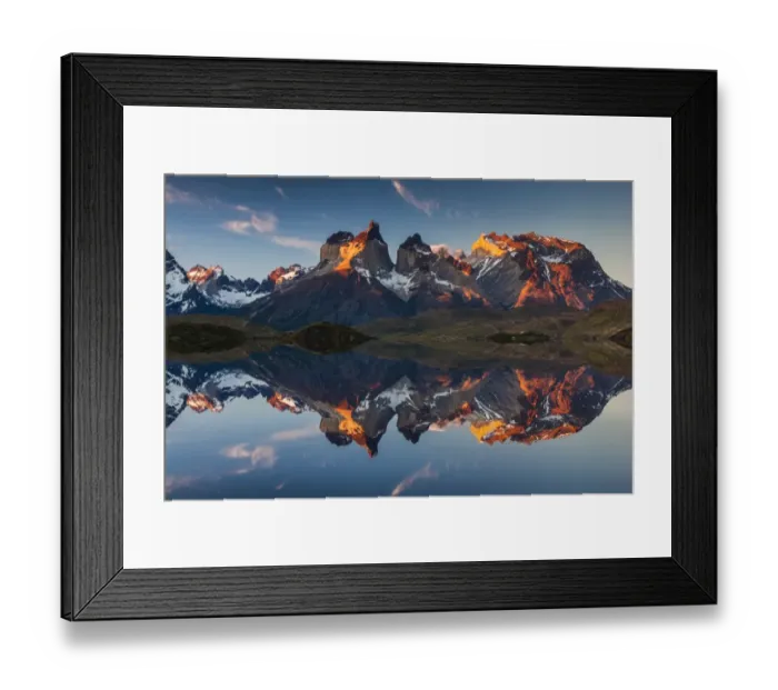 Framed Print : Colorful sunset in Torres del Paine, Chile Framed Print : Colorful sunset in Torres del Paine, Chile