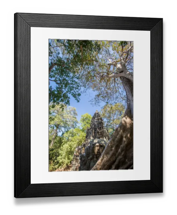 Framed Print : Statue at Victory gate of Angkor historial site, Cambodia