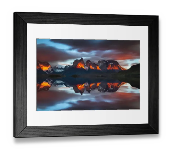 Framed Print : Dramatic dawn in Torres del Paine, Chile