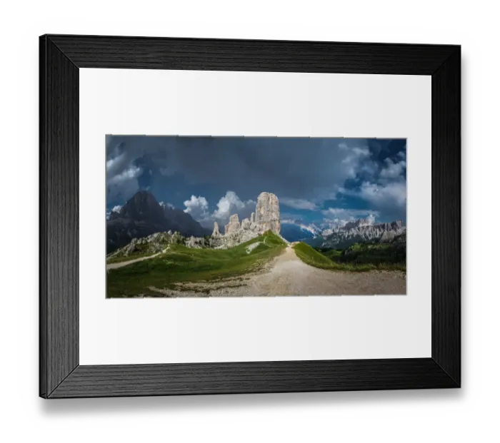 Framed Print : mountain peaks cinque torri in the italian dolomites, South Tyrol, Italy