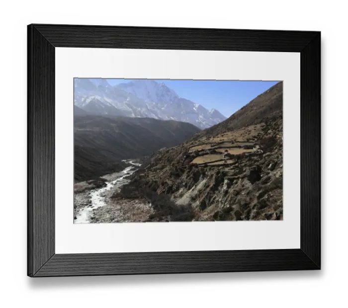 Framed Print : Orsho village, Imja Khola river valley Framed Print : Orsho village, Imja Khola river valley