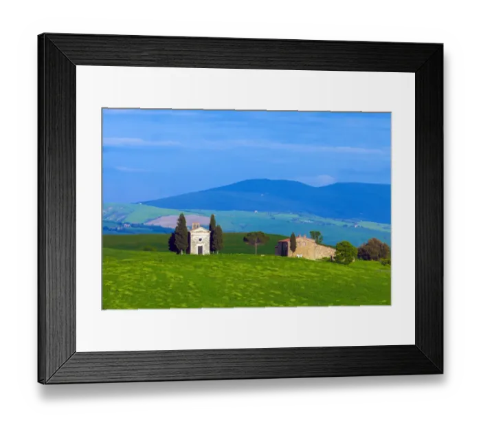 Framed Print : Tuscan landscape with the Capella di Vitaleta Framed Print : Tuscan landscape with the Capella di Vitaleta
