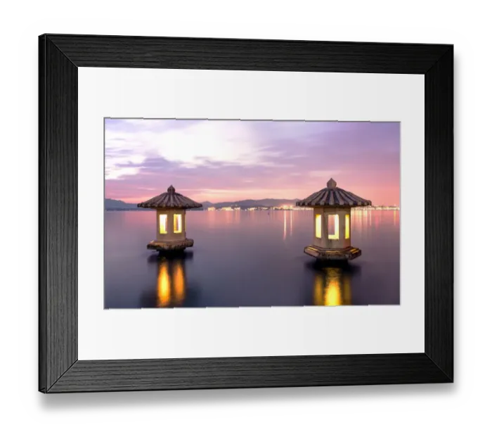 Framed Print : A pair of stone lanterns on the West Lake, Hangzhou Framed Print : A pair of stone lanterns on the West Lake, Hangzhou