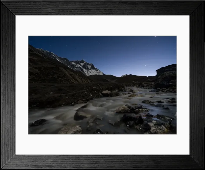Framed Print : Lhotse mountain and small river Framed Print : Lhotse mountain and small river