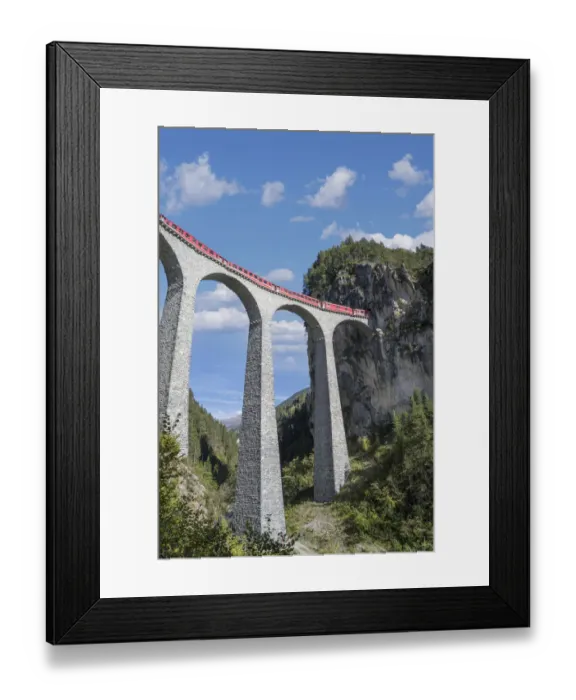 Framed Print : Switzerland, red train on a Viaduct Framed Print : Switzerland, red train on a Viaduct