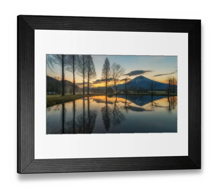 Framed Print : The reflection of Mt. Fuji, Japan Framed Print : The reflection of Mt. Fuji, Japan